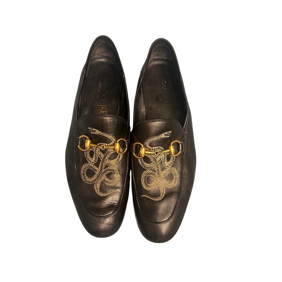 Gucci Kingsnake Horsebit Loafers Mens 8 Black Leather JordaanGood Embroidered